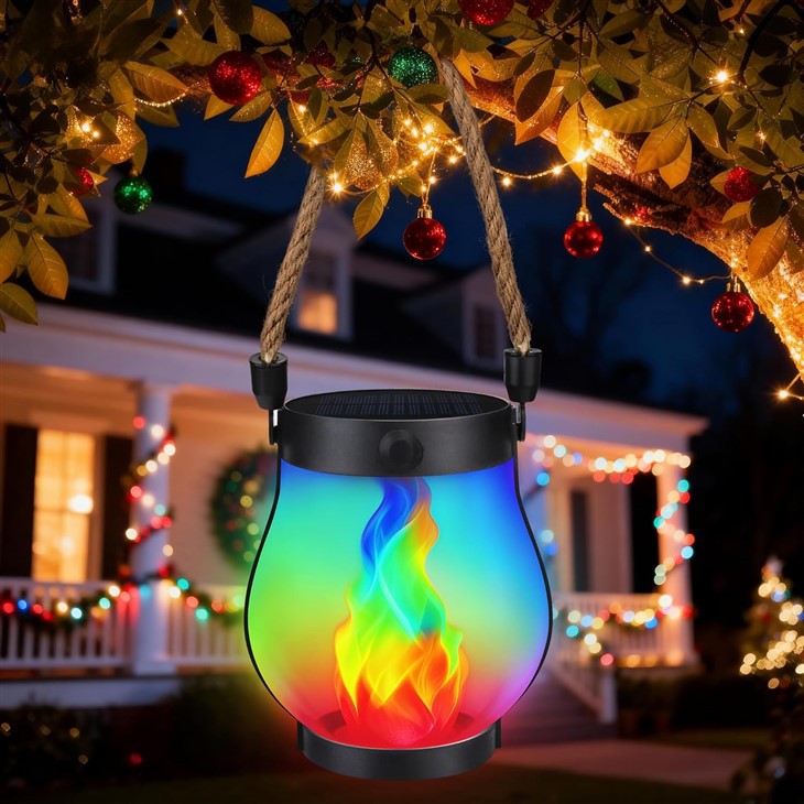 Christmas Led Solar Flame Light For Garden Yard Decorations
