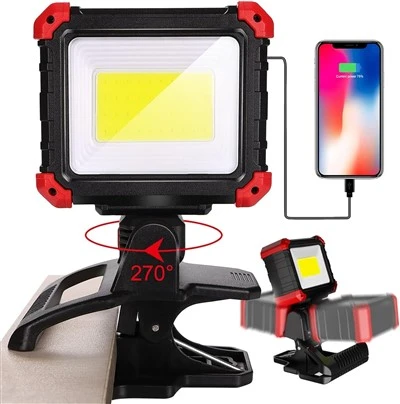 Lampu Kerja LED Isi Ulang Dengan Penjepit