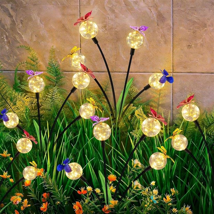 Solar Powered Garden Lights Firefly Swaying